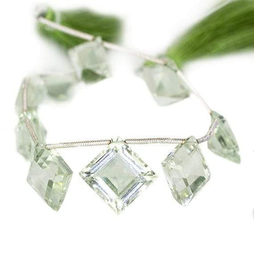 12-16mm Prasiolite emerald cut pavilion faceted square Beads 7 inch 9 pieces (ONLINE ORDER ONLY)