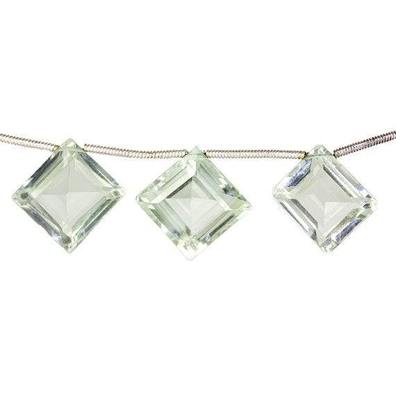 12-16mm Prasiolite emerald cut pavilion faceted square Beads 7 inch 9 pieces (ONLINE ORDER ONLY)