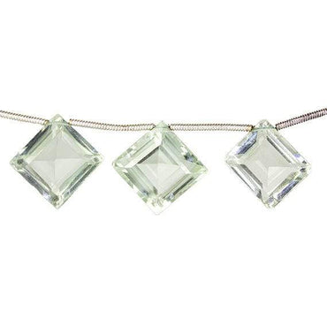 12-16mm Prasiolite emerald cut pavilion faceted square Beads 7 inch 9 pieces (ONLINE ORDER ONLY)