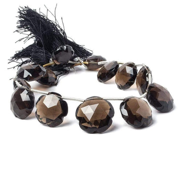 12-16mm Smoky Quartz Faceted Flower Beads 8 inch 13 pieces (ONLINE ORDER ONLY)
