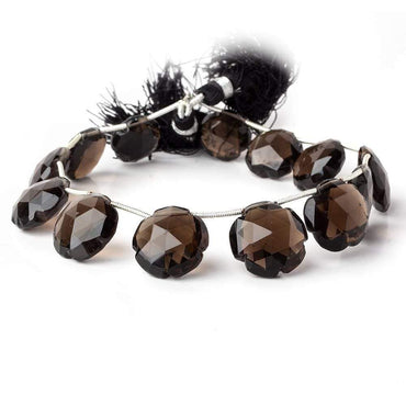 12-16mm Smoky Quartz Faceted Flower Beads 8 inch 13 pieces (ONLINE ORDER ONLY)