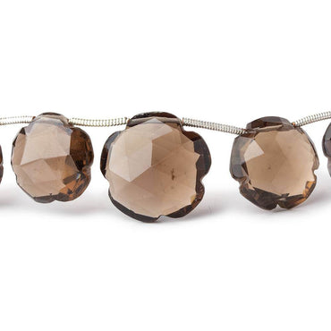 12-17mm Smoky Quartz Faceted Flower Beads 8 inch 13 pieces (ONLINE ORDER ONLY)