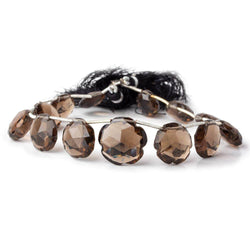 12-17mm Smoky Quartz Faceted Flower Beads 8 inch 13 pieces (ONLINE ORDER ONLY)