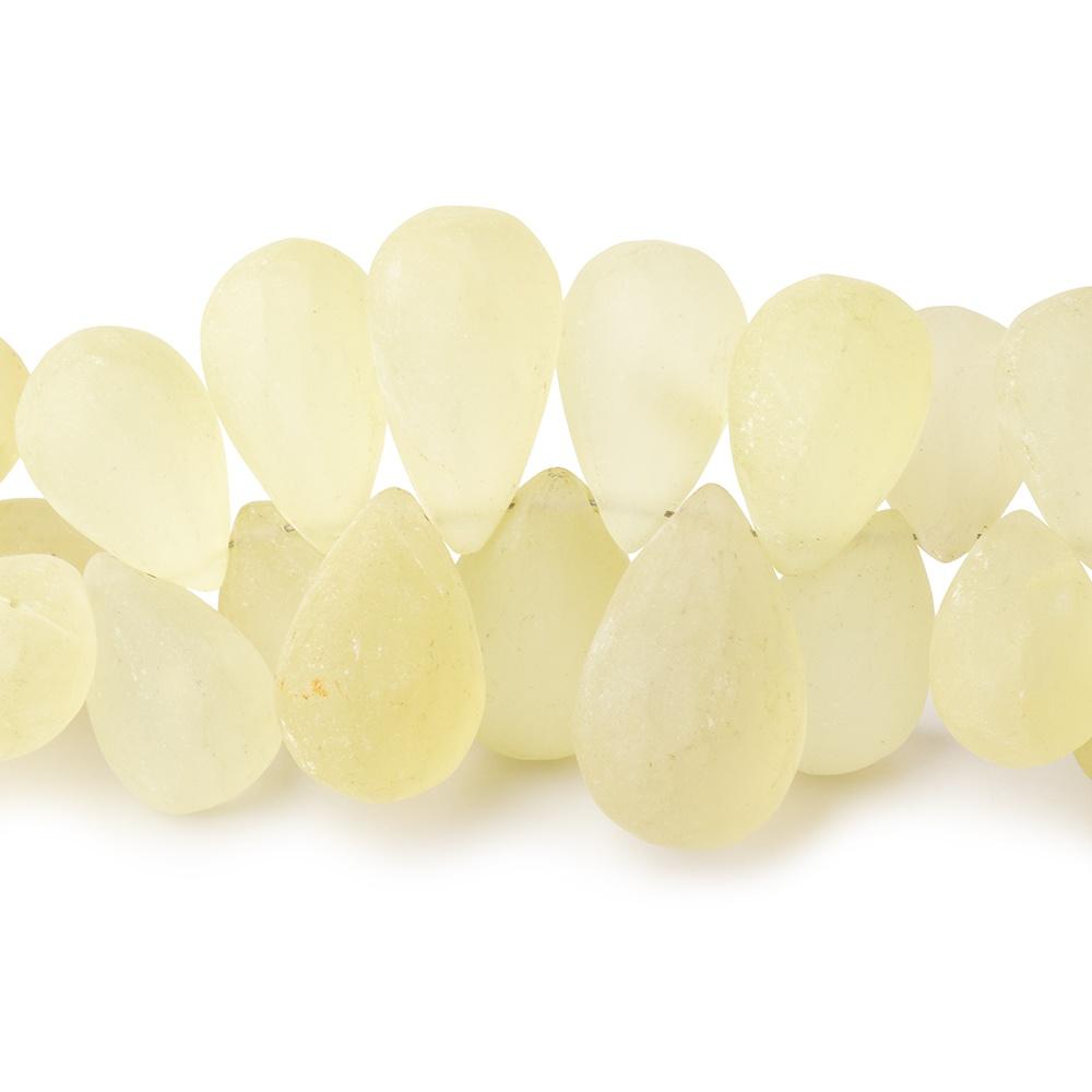 12-18mm Frosted Lemon Quartz Plain Tear Drop Beads 7 inch 50 pieces (ONLINE ORDER ONLY)