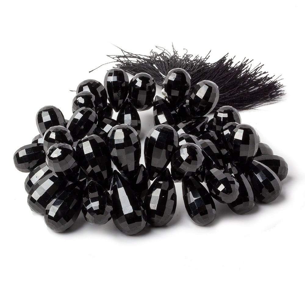 12-20mm Black Obsidian Checkerboard Faceted Tear Drop Beads 8 inch 50 pcs (ONLINE ORDER ONLY)