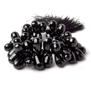 12-20mm Black Obsidian Checkerboard Faceted Tear Drop Beads 8 inch 50 pcs (ONLINE ORDER ONLY)