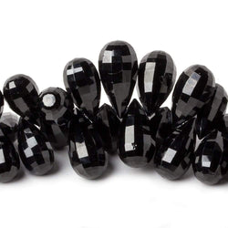 12-20mm Black Obsidian Checkerboard Faceted Tear Drop Beads 8 inch 50 pcs (ONLINE ORDER ONLY)
