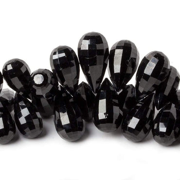 12-20mm Black Obsidian Checkerboard Faceted Tear Drop Beads 8 inch 50 pcs (ONLINE ORDER ONLY)