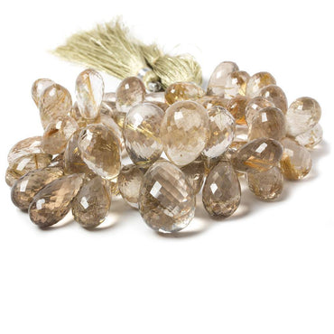 12-20mm Golden Rutilated Quartz Beads Tear Drop Briolette, AAA Grade 7.75 inch 52 pieces (ONLINE ORDER ONLY)