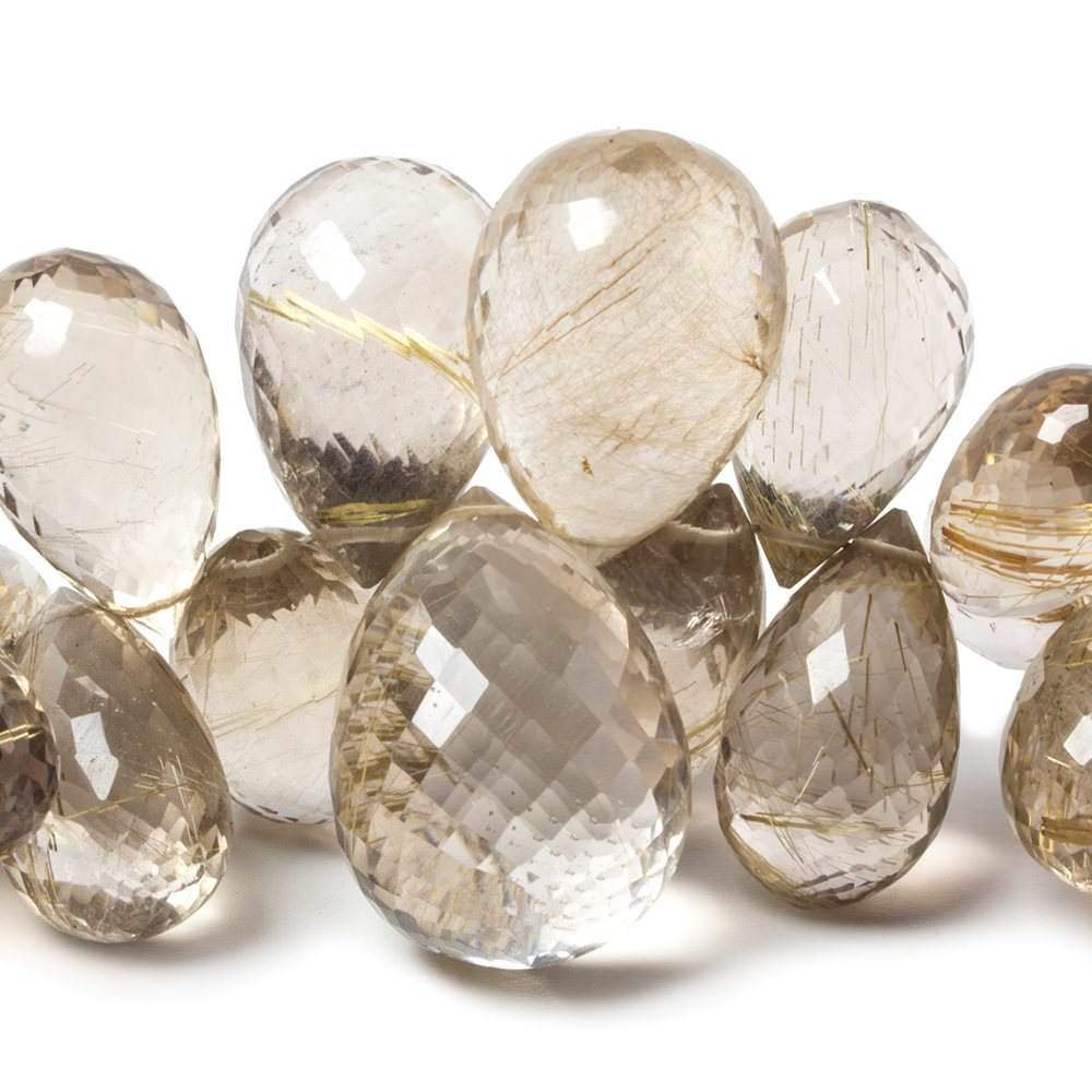 12-20mm Golden Rutilated Quartz Beads Tear Drop Briolette, AAA Grade 7.75 inch 52 pieces (ONLINE ORDER ONLY)