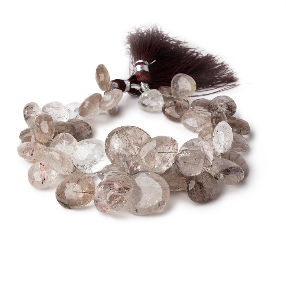 12-21mm Smoky Rutilated Quartz Faceted Heart Beads 9 inch 46 pieces AA (ONLINE ORDER ONLY)