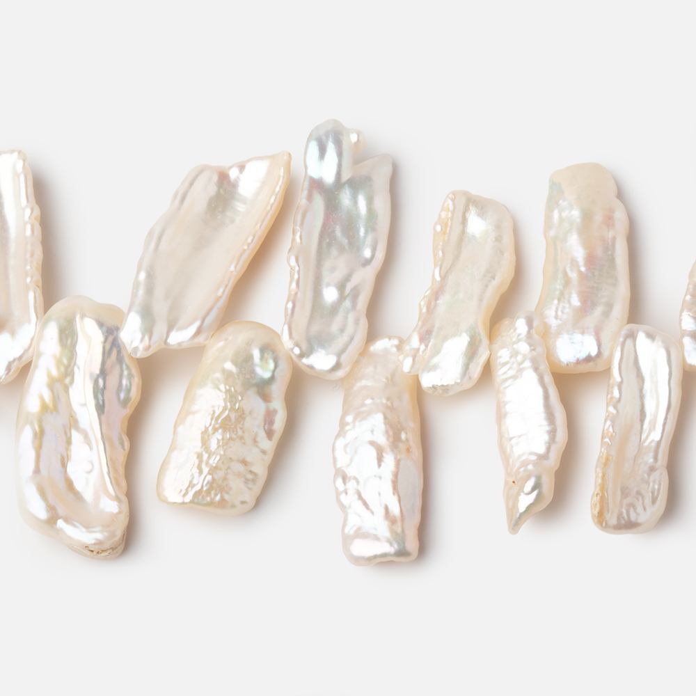 12-23mm Creamy White Top Drill Biwa Pearls 15 inch 78 beads AAA (ONLINE ORDER ONLY)