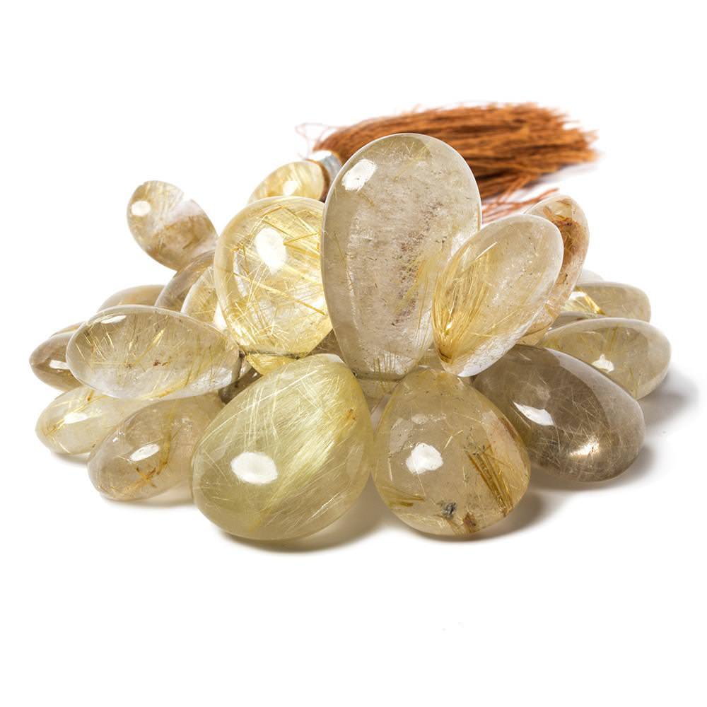 12-28mm Rutilated Quartz Plain Pear Beads 6.5 inch 31 beads (ONLINE ORDER ONLY)