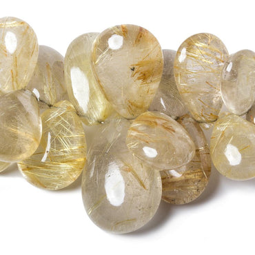 12-28mm Rutilated Quartz Plain Pear Beads 6.5 inch 31 beads (ONLINE ORDER ONLY)