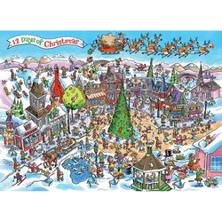 12 Days of Christmas Doodle Town 1000 Piece Jigsaw Puzzle Cobble Hill (ONLINE ORDER ONLY)