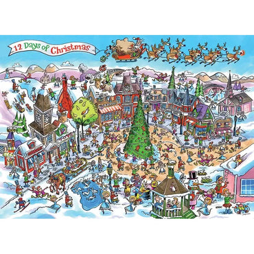 12 Days of Christmas Doodle Town 1000 Piece Jigsaw Puzzle Cobble Hill (ONLINE ORDER ONLY)