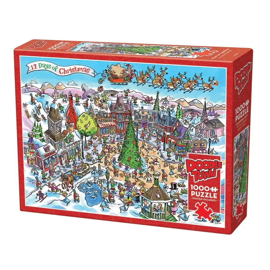 12 Days of Christmas Doodle Town 1000 Piece Jigsaw Puzzle Cobble Hill (ONLINE ORDER ONLY)