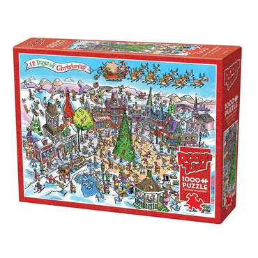 12 Days of Christmas Doodle Town 1000 Piece Jigsaw Puzzle Cobble Hill (ONLINE ORDER ONLY)