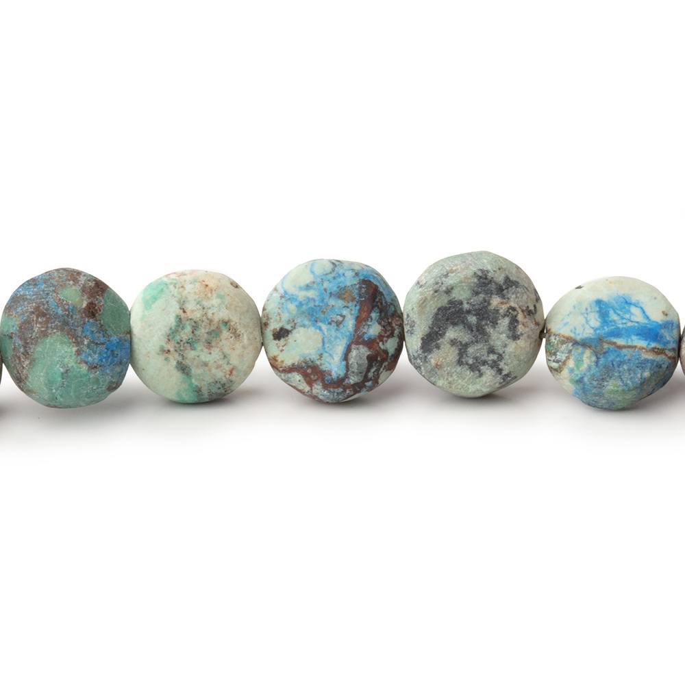 7-8mm Frosted Chrysocolla plain coin beads 7.5 inch 24 pieces (ONLINE ORDER ONLY)