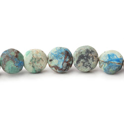 7-8mm Frosted Chrysocolla plain coin beads 7.5 inch 24 pieces (ONLINE ORDER ONLY)