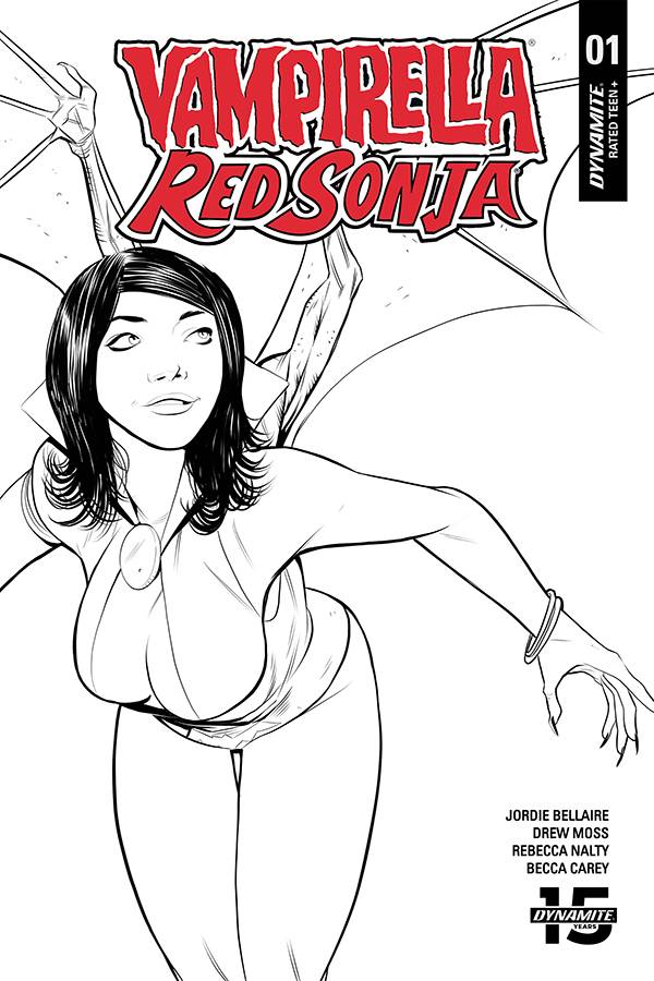 RED SONJA VAMPIRELLA #1 1:10 Drew MOSS B&W Variant  (09/04/2019) DYNAMITE (ONLINE ORDER ONLY)