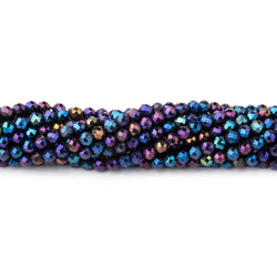 3mm Peacock Metallic Black Spinel Micro faceted rounds 13 inch 128 beads (ONLINE ORDER ONLY)