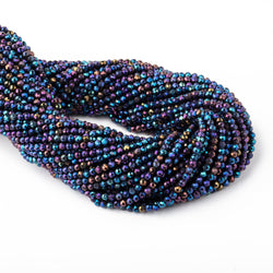 3mm Peacock Metallic Black Spinel Micro faceted rounds 13 inch 128 beads (ONLINE ORDER ONLY)