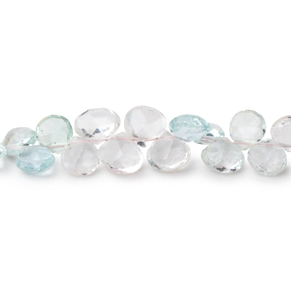 5-7mm White & Blue Beryl Faceted Heart 16 inch 140 Beads A