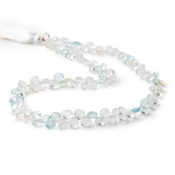 5-7mm White & Blue Beryl Faceted Heart 16 inch 140 Beads A