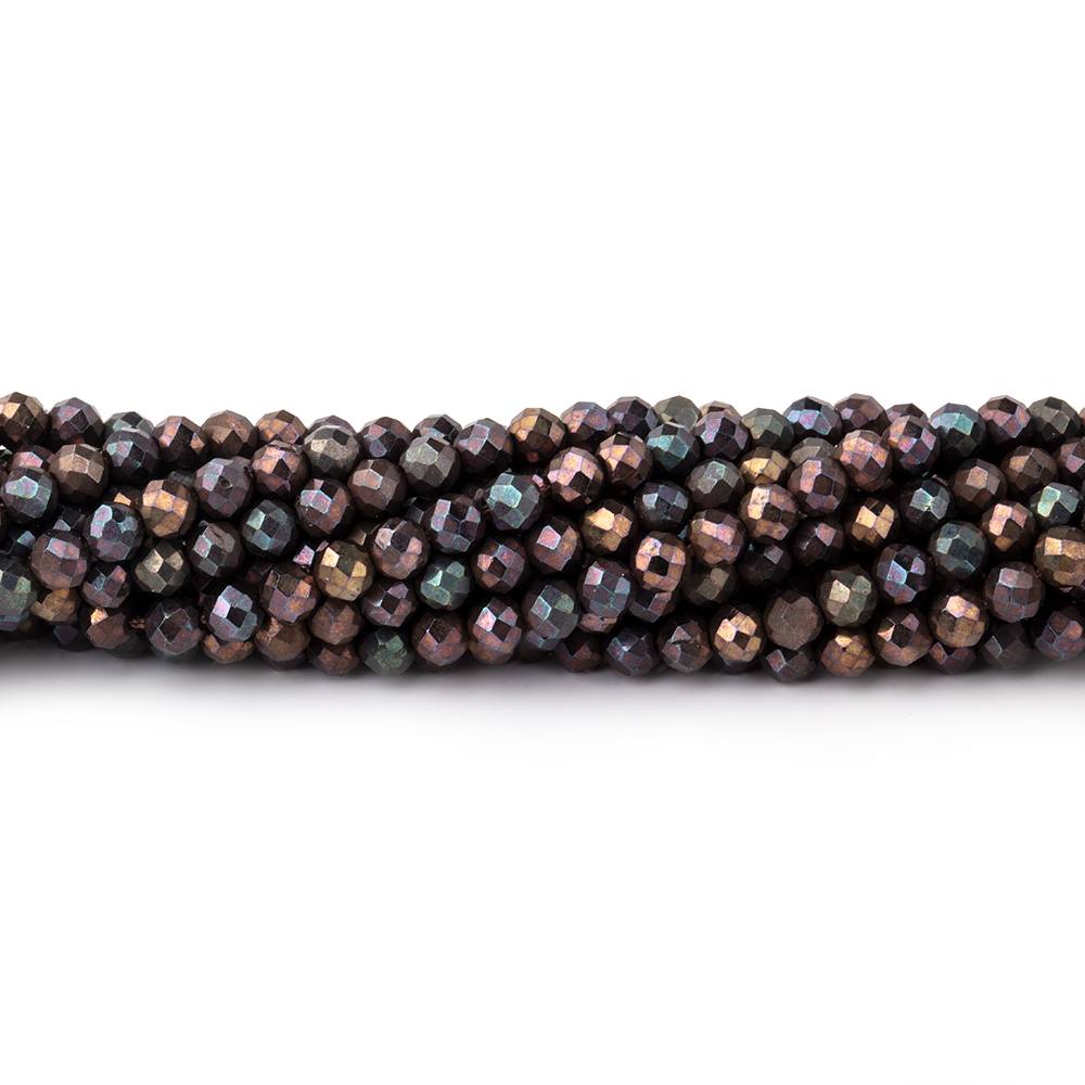 3mm Metallic Chocolate Black Spinel Micro faceted rounds 13 inch 128 beads (ONLINE ORDER ONLY)
