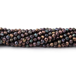 3mm Metallic Chocolate Black Spinel Micro faceted rounds 13 inch 128 beads (ONLINE ORDER ONLY)