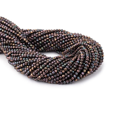 3mm Metallic Chocolate Black Spinel Micro faceted rounds 13 inch 128 beads (ONLINE ORDER ONLY)