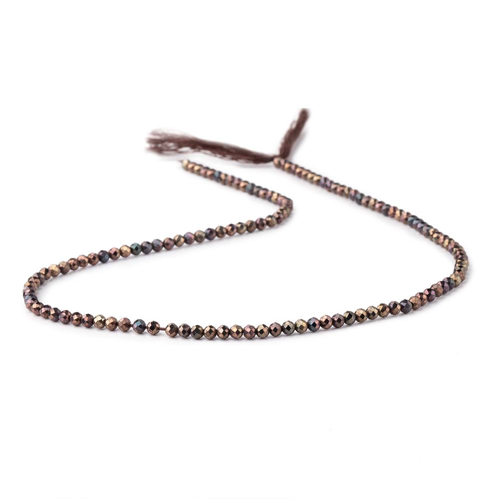 3mm Metallic Chocolate Black Spinel Micro faceted rounds 13 inch 128 beads (ONLINE ORDER ONLY)