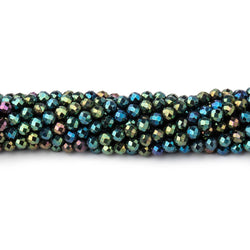 3mm Green Peacock Metallic Black Spinel Micro faceted rounds 13 inch 128 beads (ONLINE ORDER ONLY)