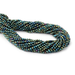 3mm Green Peacock Metallic Black Spinel Micro faceted rounds 13 inch 128 beads (ONLINE ORDER ONLY)