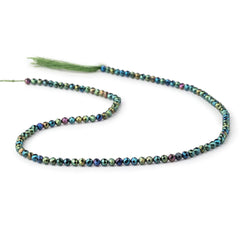 3mm Green Peacock Metallic Black Spinel Micro faceted rounds 13 inch 128 beads (ONLINE ORDER ONLY)