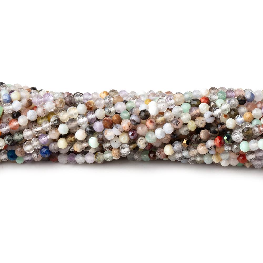 2.2mm Multi Gemstone Micro Faceted rondelle beads 13 inch 172 pieces (ONLINE ORDER ONLY)