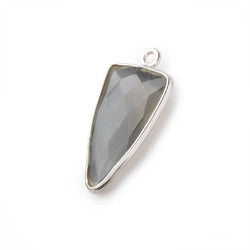 21x11mm Silver Bezel Platinum Grey Moonstone faceted point 1 focal bead (ONLINE ORDER ONLY)
