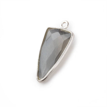 21x11mm Silver Bezel Platinum Grey Moonstone faceted point 1 focal bead (ONLINE ORDER ONLY)