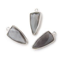 21x11mm Silver Bezel Platinum Grey Moonstone faceted point 1 focal bead (ONLINE ORDER ONLY)