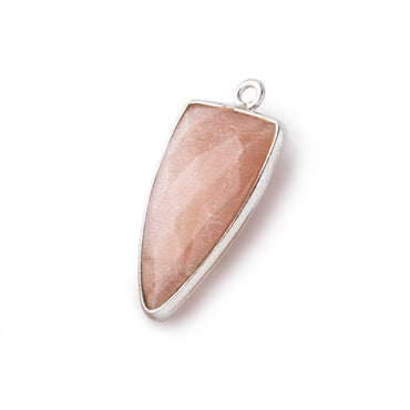 21x11mm Silver Bezel Angel Skin Peach Moonstone faceted point 1 focal bead (ONLINE ORDER ONLY)