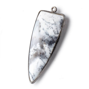 42x17mm Black Gold Bezel Dendritic Opal faceted point 1 focal bead (ONLINE ORDER ONLY)