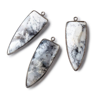 42x17mm Black Gold Bezel Dendritic Opal faceted point 1 focal bead (ONLINE ORDER ONLY)