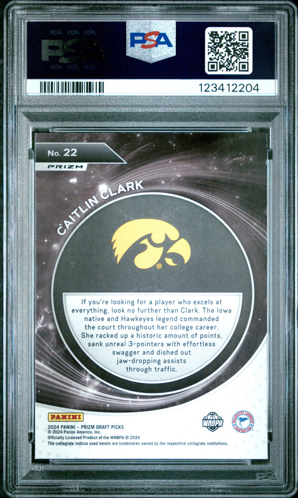 Graded 2024 Panini Prizm Draft Picks Caitlin Clark #22 Student Orientation Ice Rookie RC Basketball Card PSA 10 Gem Mint