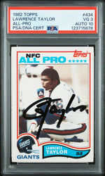 Graded 1982 Topps Lawrence Taylor #434 Rookie RC Signed Football Card PSA 3 Card - Auto Grade 10 (ONLINE ORDER ONLY)