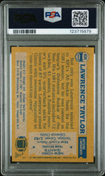 Graded 1982 Topps Lawrence Taylor #434 Rookie RC Signed Football Card PSA 8 Card - Auto Grade 10
