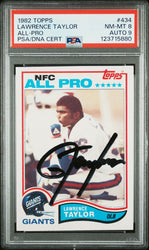 Graded 1982 Topps Lawrence Taylor #434 Rookie RC Signed Football Card PSA 8 Card - Auto Grade 9 (ONLINE ORDER ONLY)