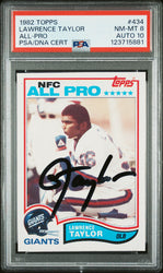 Graded 1982 Topps Lawrence Taylor #434 Rookie RC Signed Football Card PSA 8 Card - Auto Grade 10 (ONLINE ORDER ONLY)