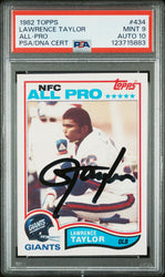 Graded 1982 Topps Lawrence Taylor #434 Rookie RC Signed Football Card PSA 9 Card - Auto Grade 10 (ONLINE ORDER ONLY)