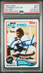 Graded 1982 Topps Lawrence Taylor #434 Rookie RC Signed Football Card PSA 7 Card - Auto Grade 10 (ONLINE ORDER ONLY)